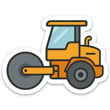 flat toon style road roller sticker