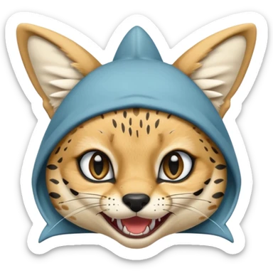 Wearing shark hood serval meme eye wink sticker