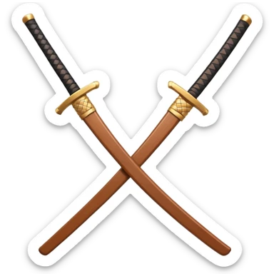 samurai training wooden sword object icon, traditional bokken, smooth polished wood, katana shape, simple guard, 3D cartoon, mobile game icon style, centered, clean background, soft shadow, no text, no watermark
 sticker
