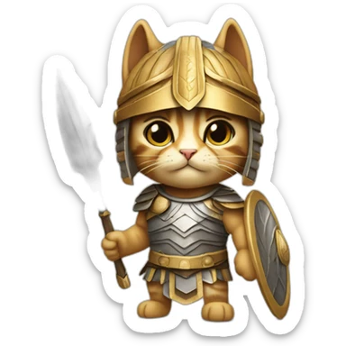 cat dressed as an greek hoplite sticker