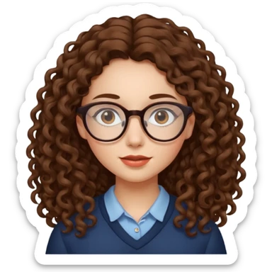 Rapariga, com óculos, cabelo castanho, aos caracóis, comprido sticker