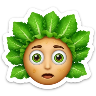 A surprised face with lettuce eyes sticker