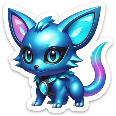  Epic legendary Shiny sparkly transparent bioluminescent luminescent vibrant bright pastel dark exotic iridescent colorful gradients futuristic modern metallic glossy glittery fantasy-cyber-Protogen-Fakémon-Pokémon-Shinx-creature sticker