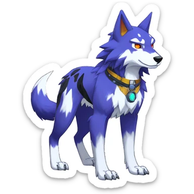  Cool Edgy Colorful Digimon-Fakemon-Wolf with edgy markings full body sticker