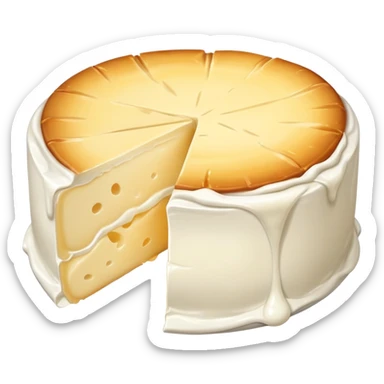 cinematic-realistic-brie-cheese-emoji,-featuring-a-creamy gooey center,-soft-ripened-cheese-with-a-delicate white rind-rendered-with-lifelike-detail-and-inviting,-natural-lightingwith a slide showing the gooey center sticker