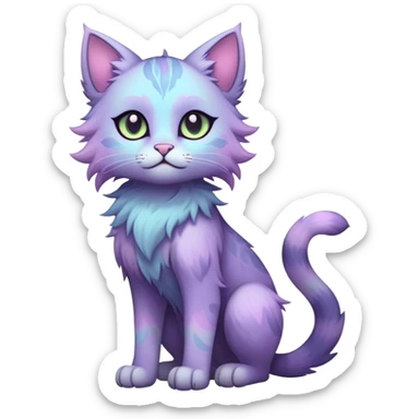 Kawaii dark edgy fantasy pastel ethereal feline fursona animal creature full body sticker