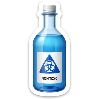 TRANSPARENT BOTTLE CAN SEE LIQUID INSIDE AND HAS"NON-TOXIC" AND "NON-HAZARDOUS" SIGN sticker
