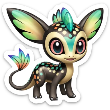 Colorful Exotic Striped Spotted Dotted dusted Glossy Shiny Meloetta-Vernid-Trico-Toothless-Kirby-Fakémon-creature-hybrid sticker