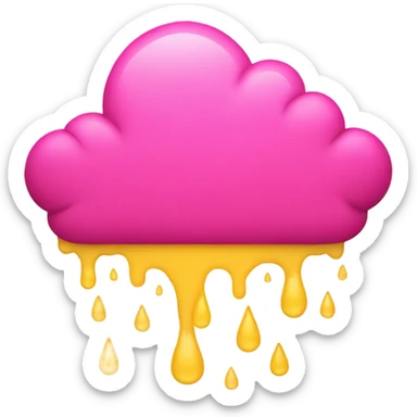 Hot pink cloud with rain  sticker