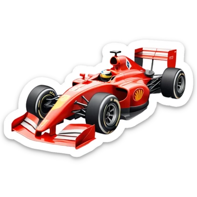 An icon showing a Formula 1 car racing down a track, with speed lines trailing behind. The design captures the intensity of high-speed racing, with sharp curves and bright track lights in the background. Transparent background highlights the action and excitement of racing. sticker