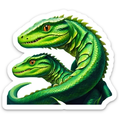 aesthetic brilliant divine lighting, oil paint  -  hieronymus bosch phantasmagoric mutated reptiles sticker