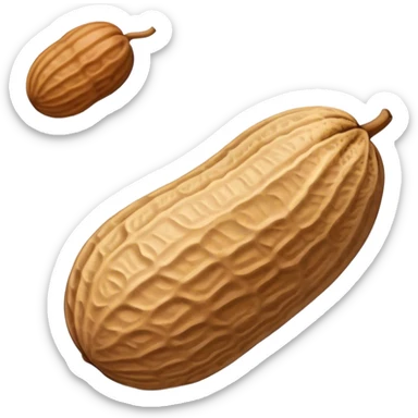 Generate a detailed image of a single peanut in its shell, showcasing its natural texture, ridges, and earthy brown color. The peanut should be well-lit, with soft shadows to enhance its three-dimensional appearance sticker