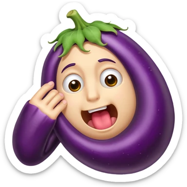 Eggplant with anxiety, pulling out his hair and biting his nails ￼ sticker