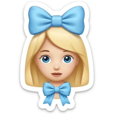 Mache einen coquette emoji ne babyblaue schleife sticker