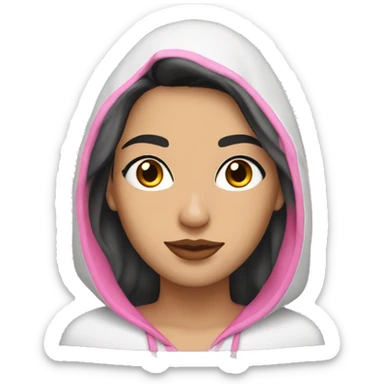 white woman that has long wavy black hair, hooded honey brown eyes, full pink lips, rosy chicks and full eyebrows  sticker