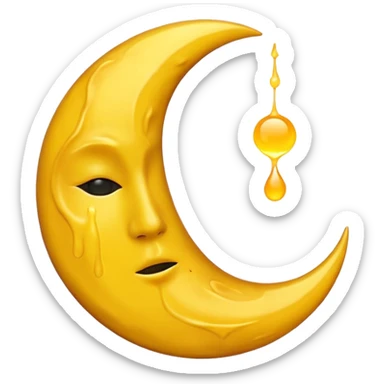 Melting waning crescent moon without any face and should in yellow colour remove the circle thing in bw sticker