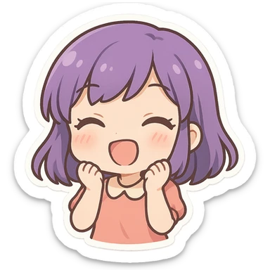 chibi girl with purple hair, cute and expressive sticker