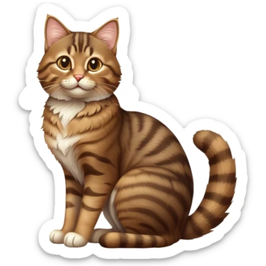cinematic-[brown tabby cat]-realistic-full-body-sitting-emoji,-tail-curled-playfully-around-its-paws,-head-tilted-dramatically,-fluffy-[tabby]-fur,-simplified-yet-hilariously-adorable-features,-highly-detailed,-glowing-with-an-almost-sarcastic-glow sticker