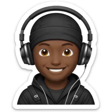 Make a customized    emoji that has dj headphones on and a ninja outfit sticker