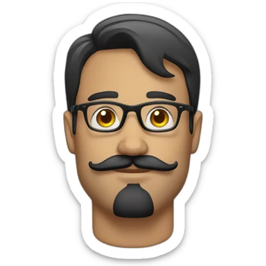man 30yo moustache blackhair strong glasses sticker