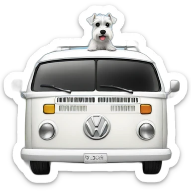 Back&white Zwergschnauzer in a white VW Bus sticker