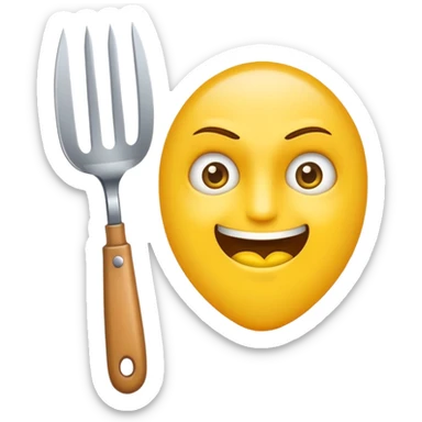 Un emoji jaune qui regarde avec des yeux de psychopathe et un couteau dans la main sans bouche sticker