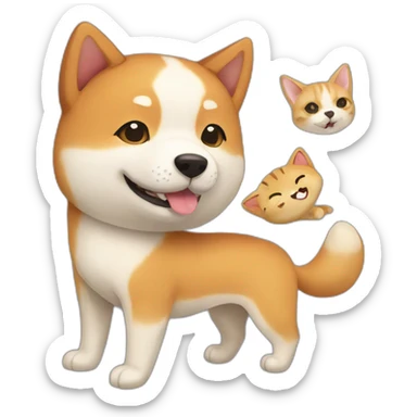 shiba inu and cat sticker