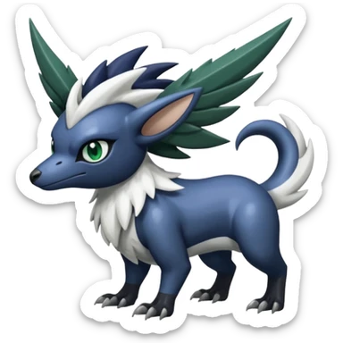Shiny Black Grey White and Dark-Green Trico-Nargacuga-Silvally-Absol-fusion sticker