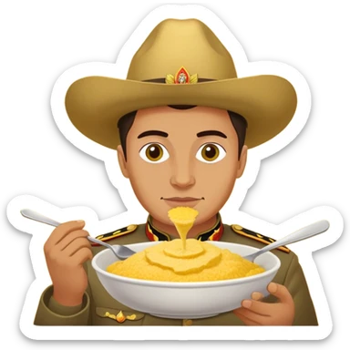 Moldovan patriot eating mamaliga cornmeal dish sticker