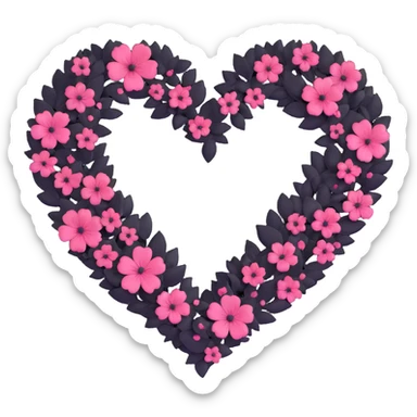 goth sakura heart, black heart with sakura petals swirling around, dramatic and elegant, no background sticker