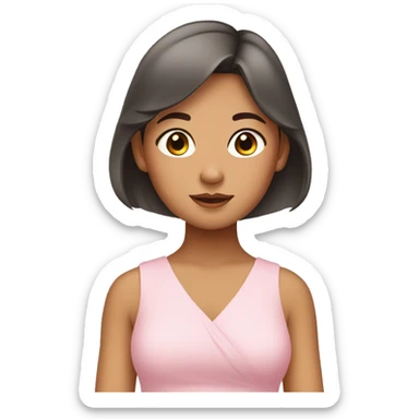 Asian girl with tan skin wearing a baby pink dress sticker