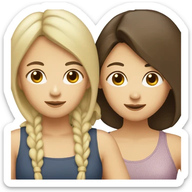 asian woman and brunette white girl lesbian couple  sticker