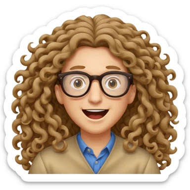bungee jumping face only with hair flying long curly hair and glassess sticker