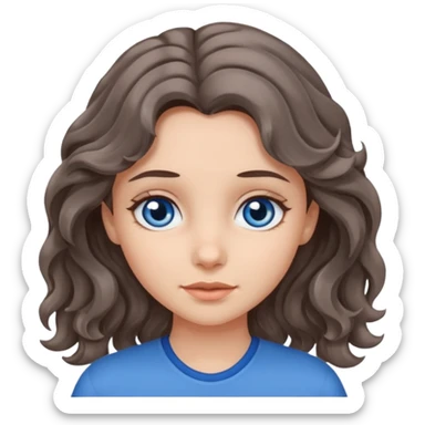 girl with brown and gray wavy hair and blue eyes sticker