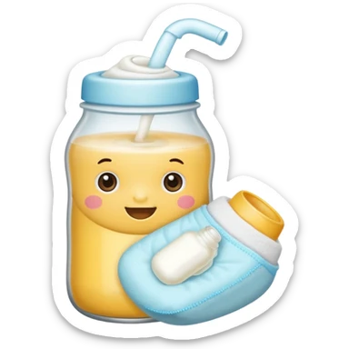 milk baby bottle and diaper sticker