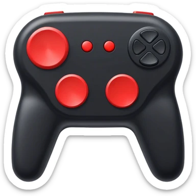 black remote  control with red border,  2Dimensions. Only 5 buttons, 4 in black and one big red button in the center sticker