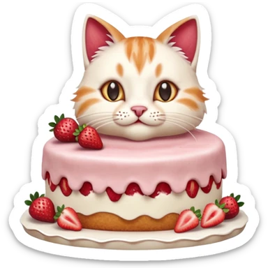 Close-up cinematic shot of a cat tasting strawberry cake, creamy frosting on its paws, dramatic soft lighting, warm tones, ultra detailed fur, shallow depth of field, professional photography style
, sticker