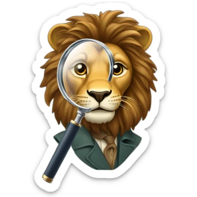 lion sherlock holmes magnifying glass sticker