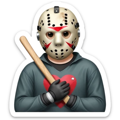 Jason Voorhees, looking cute, with his hands clasped in front of him, at a sideways angle, looks like he is in love sticker