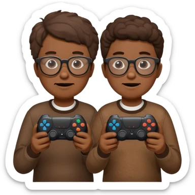 Two poops wearing glasses and each on holding ps5 controller sticker