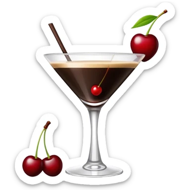 Cherry espresso martini with one red cherry sticker