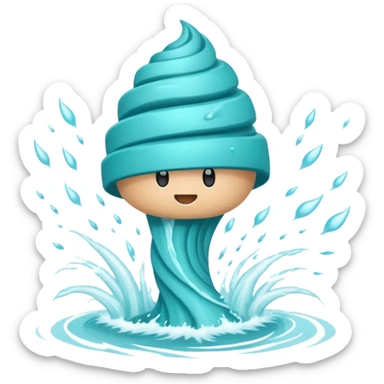 Swirling tornado coming out of the water mark the colur teal with arms and legs coming out the side in a storm sticker