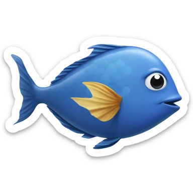 2 emoji bluish fish, rather short and a bit fat, 2D, swim in same direction, one follows the other, the behind one is a bit smaller sticker