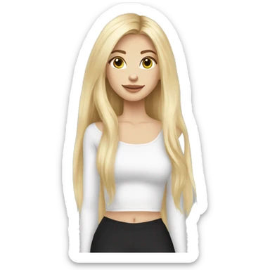 White Blonde girl with long hairs wearing long sleeves crop top sticker
