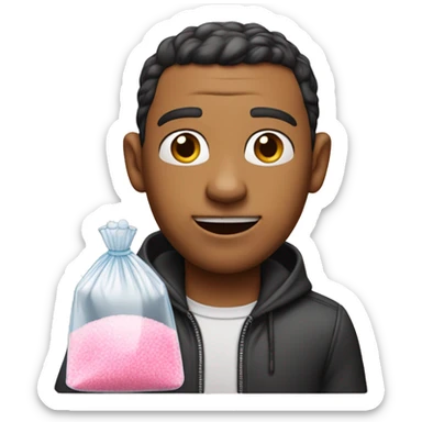 “The pink panther” movie character holding a clear zip lock bag with salt in it sticker