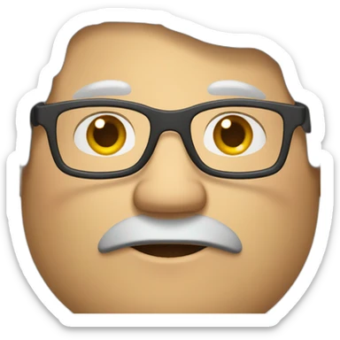 fat man with gray hair wearing prescription glasses sticker