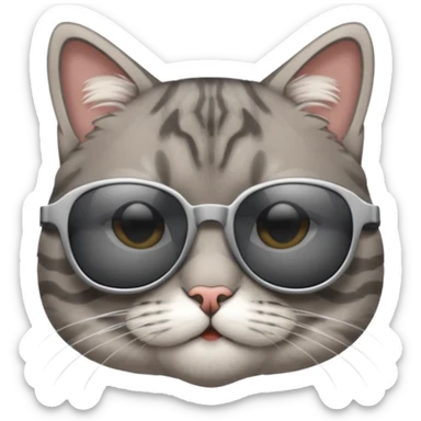 Grey tabby cat in sunglasses sticker