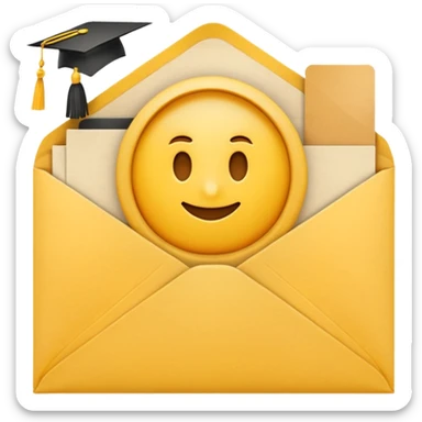A simple emoji-style icon of a yellow manila envelope with subtle paper texture, clean edges, and a small graduation NUMBER  2017 group-photo icon on the front,  sticker