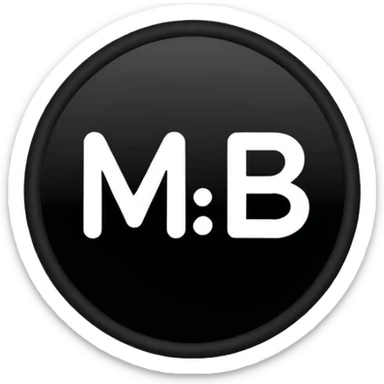 Black circle with “MB” written on in the middle of it. Nothing else no holes or anything. sticker