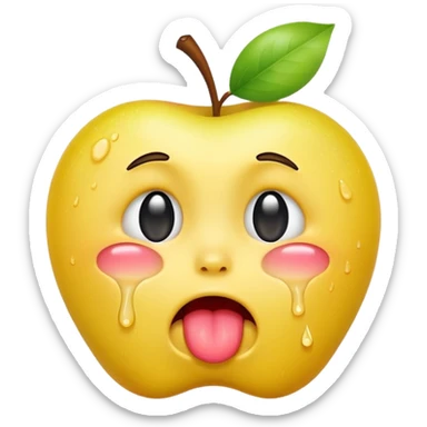 regular yellow apple emoji but it’s crying streams of tears and has its tongue out sticker